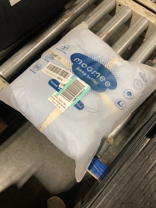 Photo 1 of **solid blue, no stripes) & missing pillowcase**
MooMee Striped Duvet Cover Set 100% Washed Cotton Linen Like Textured Breathable Durable Soft Comfy (Cornflower Blue White Pinstripes, Twin 68"x90")