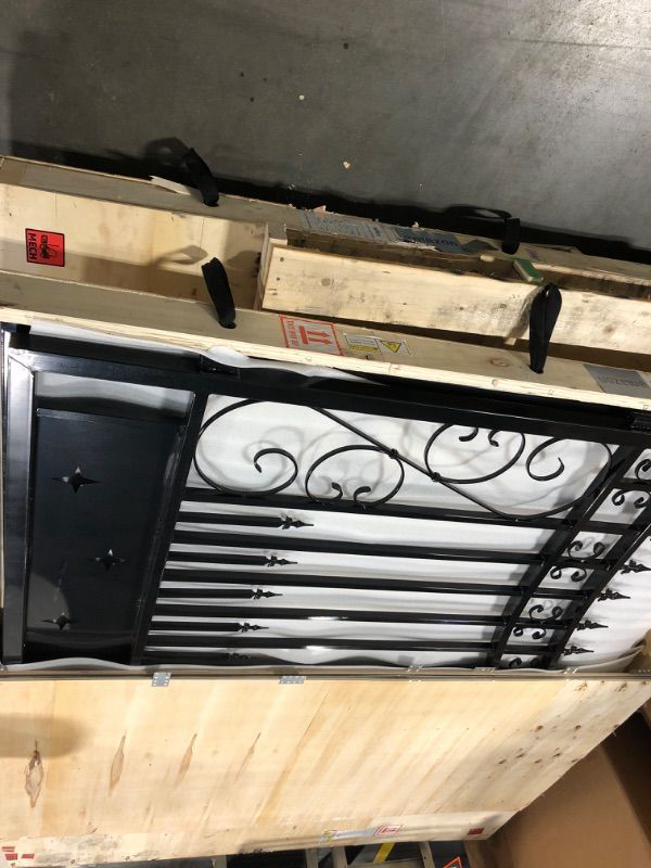 Photo 1 of Simpol Home Driveway Gate,Dual Swing Driveway Gates,Floral Pattern Design Metal Security Outdoor Gates for Yard (Black, 18 x 7 Feet)