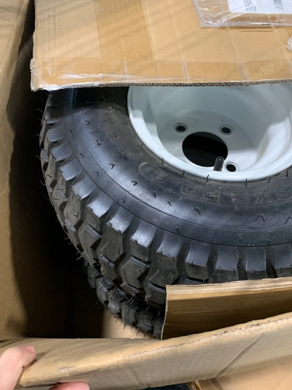 Photo 1 of (2-Pack) 18" Tubeless Tires On Rims - 18x8.5-8 Tire and Wheel Assemblies - 4-Lug 4" Center - 2.83" Center Bore - Load Range B Max Tire Weight of 815 Lbs - Compatible with Alumacraft Boat Trailers