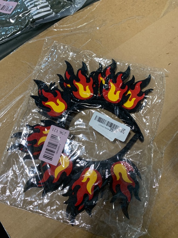 Photo 1 of 2 Pack Fire Flame Headbands Red Flame Headpieces Fire Crown Headbands Hair Accessories Party Photo Props for Halloween Costume Party Supplies