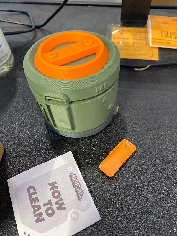 Photo 1 of ***LATCH BROKEN*** Decorative Storage Box with Lid & Metal Liner, Multifunctional Desk Organizer for Home or Office, 3D Printed Modern Container | Grey/Orange, 4"x4"x3.5"