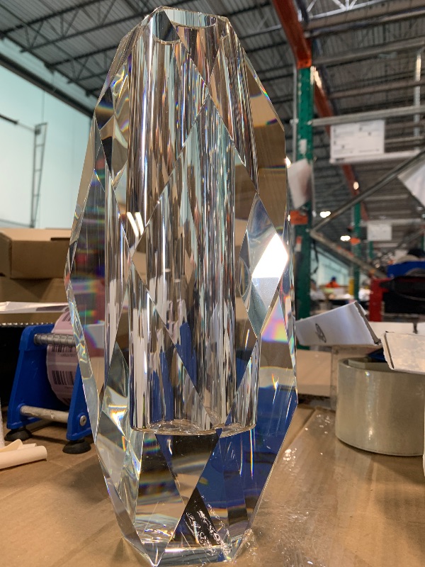 Photo 1 of Kitcom Crystal Vase for Flowers 12", Multi-Faceted Design Vase Christmas Decorations for Home Wedding or Gift, Transparent Color with Gift Box