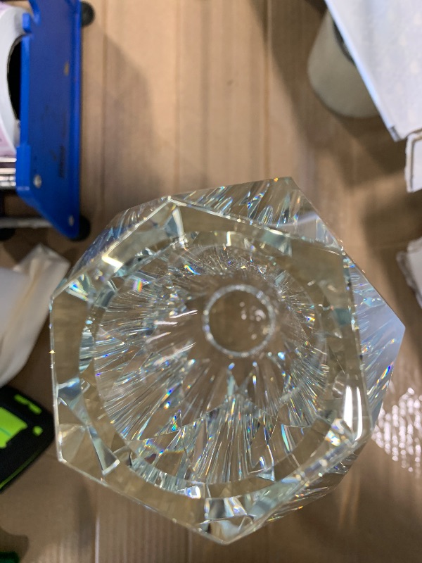 Photo 1 of Kitcom Crystal Vase for Flowers 12", Multi-Faceted Design Vase Christmas Decorations for Home Wedding or Gift, Transparent Color with Gift Box