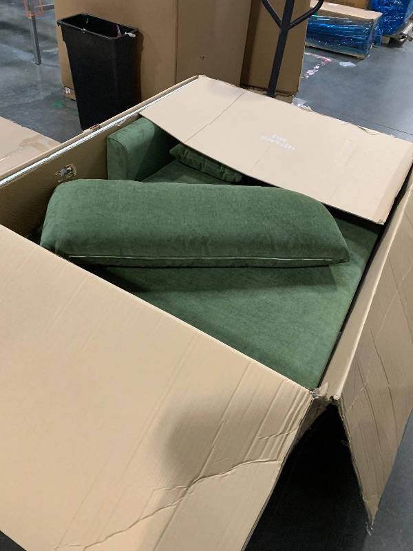 Photo 1 of *PARTIAL SET - See clerk notes*
POLY & BARK 108" Lucerne Left-Facing Sectional Sofa with Extra-Wide Chaise – Upholstered in Distressed Green Velvet – Deep, Relaxed Modern Design for Living Room Lounging, Hosting and Everyday Comfort