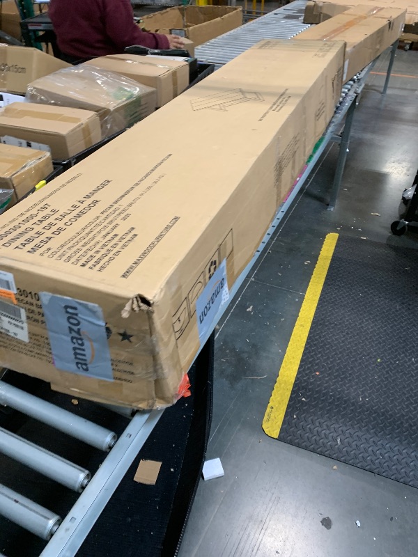 Photo 1 of Plank+Beam 72 Inch Farmhouse Dining Table, Solid Wood Rustic Kitchen Table, Large Wooden Rectangular Dinner Table for Dining Room, Home Office, Living Room Furniture, Easy Assembly, Pecan Wirebrush