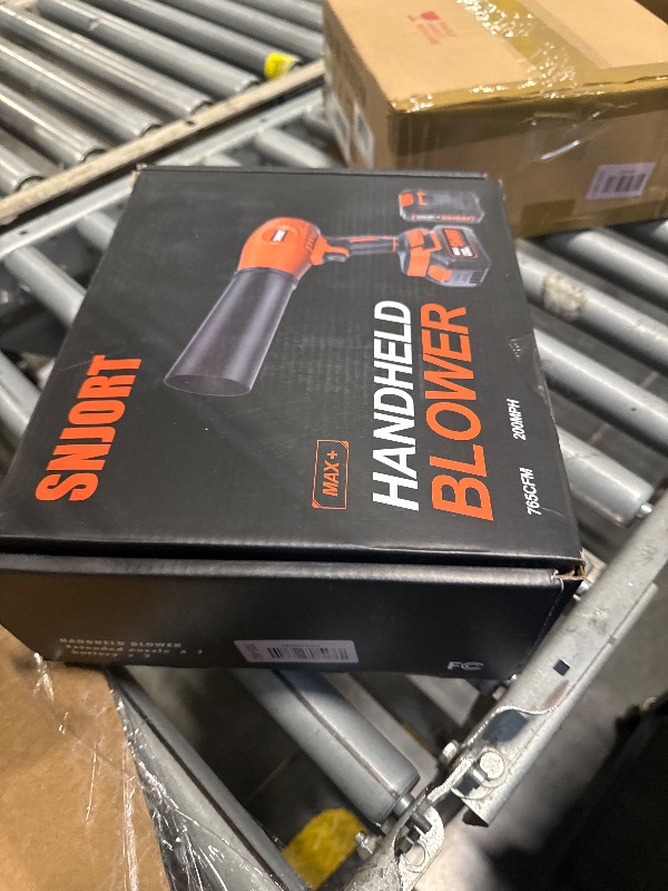 Photo 1 of ***IT IS BROKEN, CHECK THE ACTUAL IMAGE.**** SNJORT Leaf Blower Cordless with Battery and Charger,980,000 RPM,Extended Nozzle,Lightweight Handheld Design,Blower for Patio, Lawn, Yard, Deck Cleaning?Reddish Orange?