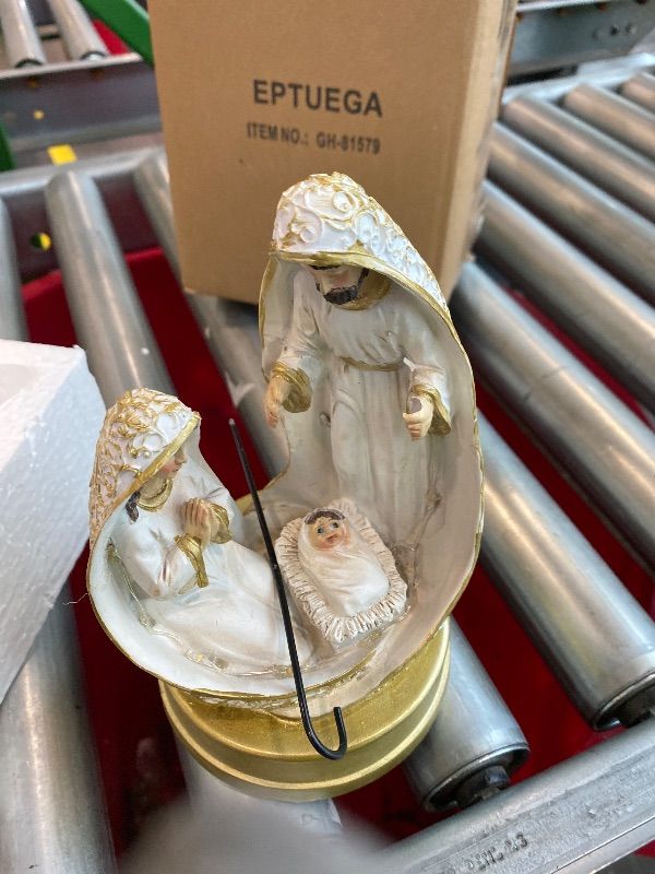 Photo 1 of ***MINOR DAMAGE*** EPTUEGA Nativity Scene Indoor Christmas Decorations - 8 LED Lights Hand-Painted Nativity Figurines for Home Display Tabletop Shelf Decor