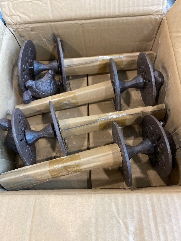 Photo 1 of ***MINOR DAMAGE*** OwnMy Set of 4 Cast Iron Garden Hose Guide Stakes Heavy Duty, Decorative Garden Hose Guide Spikes for Lawn Yard Outside Plants Protection - Keeping Hoses Away from Flower Beds, Turtle Pattern