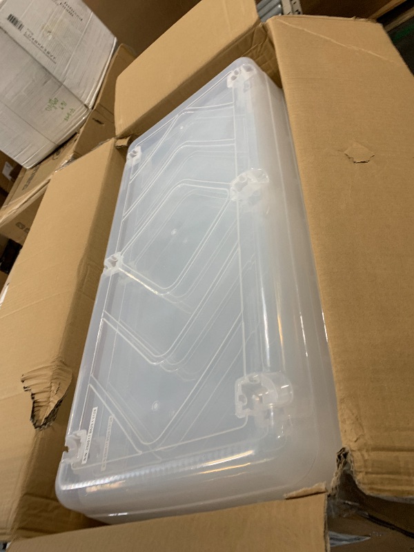 View 3 of ***SIMILAR ITEM***** VEVOR Under Bed Storage with Wheels, 31.7 x 15.6 x 6.9 inch Underbed Containers, Underbed Shoes Organizer with Lid & Gray Latch, Rolling Under the Bed Storage Bins for Clothes Shoes Blankets,