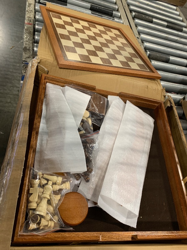 Photo 1 of ****SIMILAR ITEM***** GSE Games & Sports Expert Wooden 7-in-1 Chess, Checkers, Backgammon, Dominoes, Cribbage Board, Playing Card & Poker Dice Game Combo Set (Deluxe)