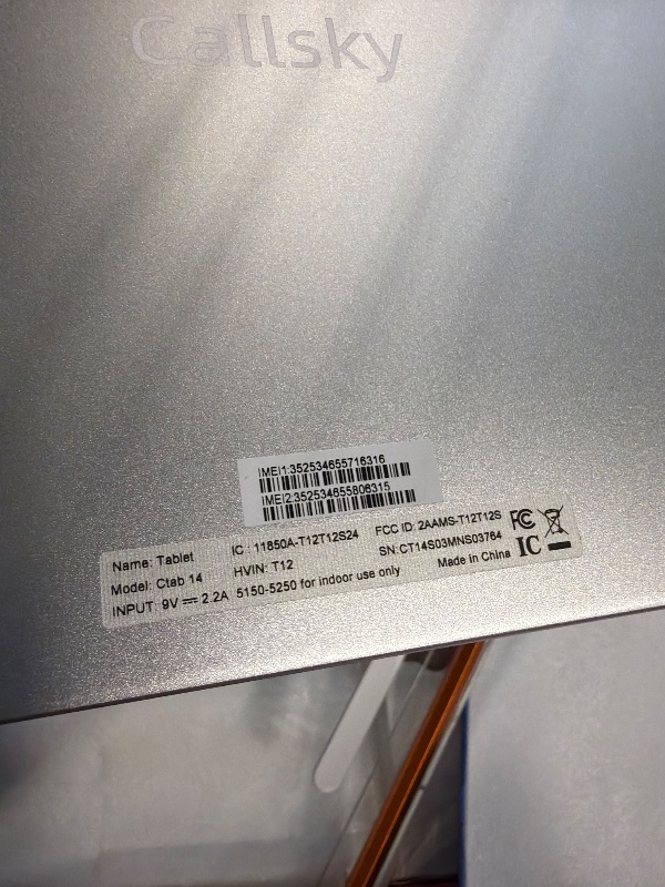 Photo 1 of ***MISSING CHARGER**** Callsky-Pro 14 inch Large Screen Tablet, Android 15 Tablet 16GB RAM 256GB ROM, 1920 * 1200 IPS FHD Display, Widevine L1, 10000mAh 18W Charging, Wi-Fi & Bluetooth, 4G LTE, with Stand Case & Stylus
