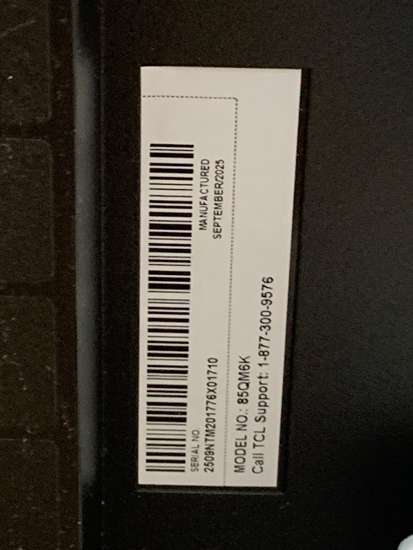 Photo 1 of ***It turns on perfectly*** TCL 85 Inch Class QM6K Series | Mini LED QLED 4K HDR | 85QM6K, 2025 Model | 120HZ-144HZ High Brightness Smart Google TV Dolby Atmos Onkyo Audio | Voice Remote Alexa Gaming Streaming Television