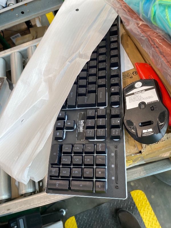 Photo 1 of ***MISSING USB RECEIVER*** RedThunder K10 Wireless Gaming Keyboard and Mouse Combo, LED Backlit Rechargeable 3800mAh Battery, Mechanical Feel Anti-ghosting Keyboard + 7D 3200DPI Mice for PC Gamer (Black)