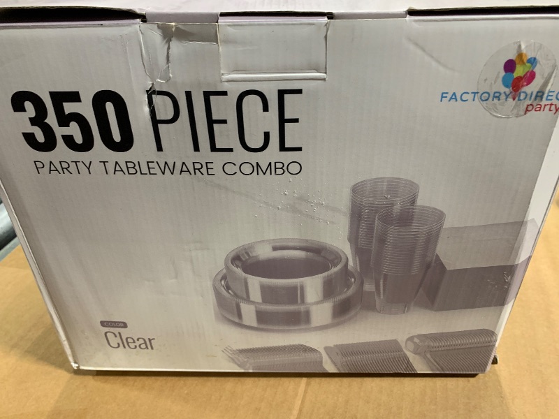 Photo 1 of *Missing peices check clerk comments *
350 Pcs Clear Plastic Plates For Party, Clear Disposable Plates Set, 50 Of Each 9" Dinner Plate Set, 7" Dessert Plate, Cups, Napkins & Cutlery Plastic Dinnerware Exquisite