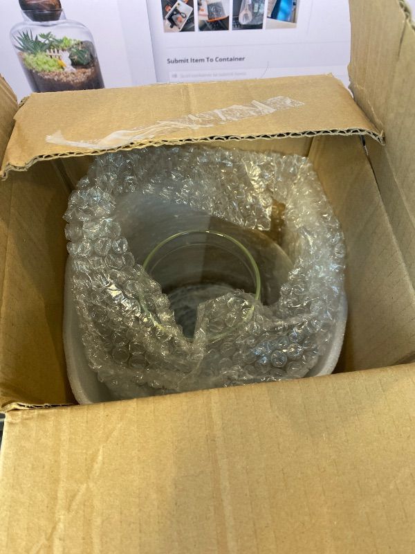 Photo 1 of ***MISSING BALL*** Yangbaga Large Glass Terrarium Succulent Plant Terrarium House for Plant/Moss Ball/Glass Fish Tank Mini Table with Wood Base & Ball lid Office Home Decoration