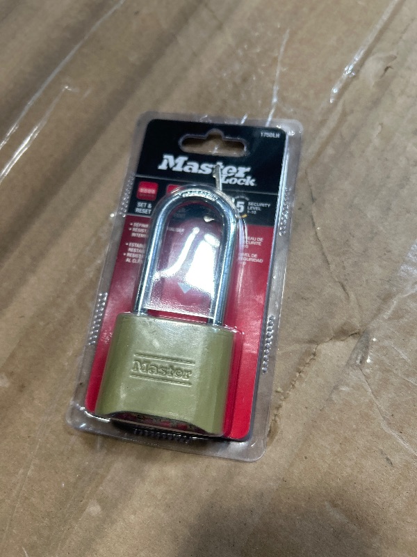 Photo 1 of ****ONLY ONE ITEM**
Master Lock Brass Combination Lock, Gate Lock for Outdoor Fence or Shed, Customizable Combination Padlock with 2-inch Wide Body and 1-inch Shackle, 2 Pack, 175EC2