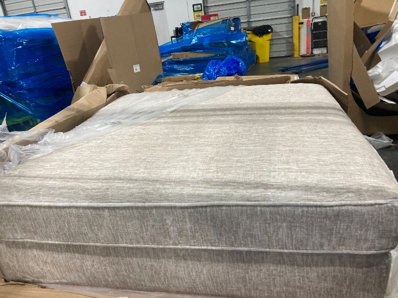 Photo 1 of ** new ** Signature Design by Ashley Rawcliffe Contemporary Square Oversized Accent Ottoman with Foam Cushion and Chenille Microfiber Fabric, 55" by 55", Beige