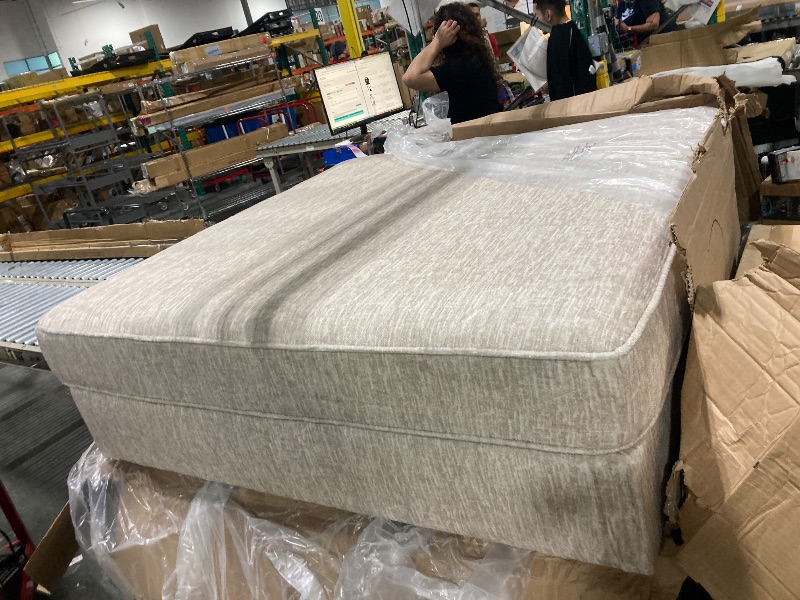 Photo 1 of ** new ** Signature Design by Ashley Rawcliffe Contemporary Square Oversized Accent Ottoman with Foam Cushion and Chenille Microfiber Fabric, 55" by 55", Beige