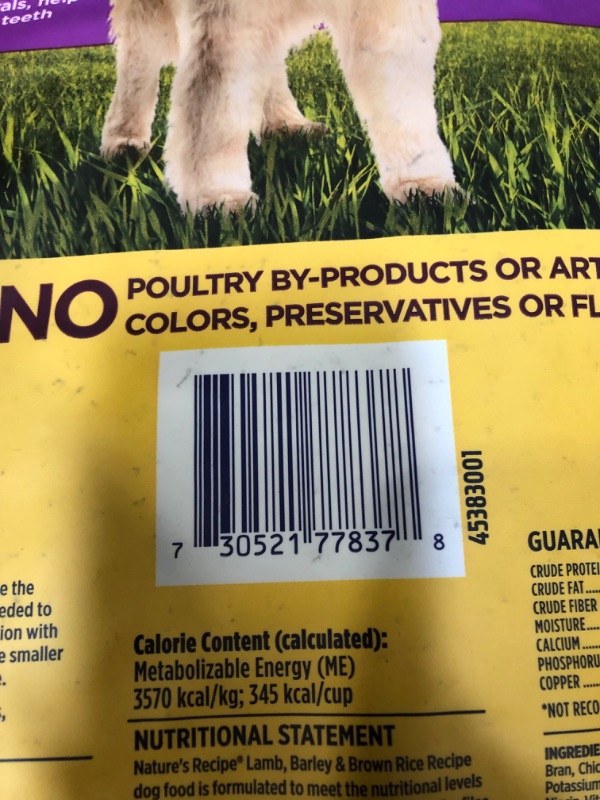 Photo 1 of **Bulk Dog food, Pallet**Nature?s Recipe Lamb, Barley & Brown Rice Recipe Dry Dog Food, 24 lb. Bag **expiration date 112925