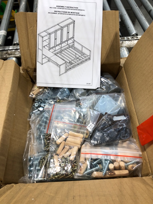 Photo 1 of **3 Xl boxes**Merax Full Size Wooden Daybed with Three Drawers, and All-in-One Storage Cabinet, Desk and Shelves, Gray