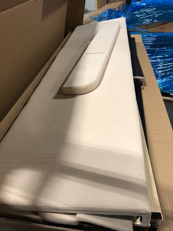 Photo 1 of  King Size Bed Frame , Upholstered Platform Bed with Wood Slats, beige**no manual