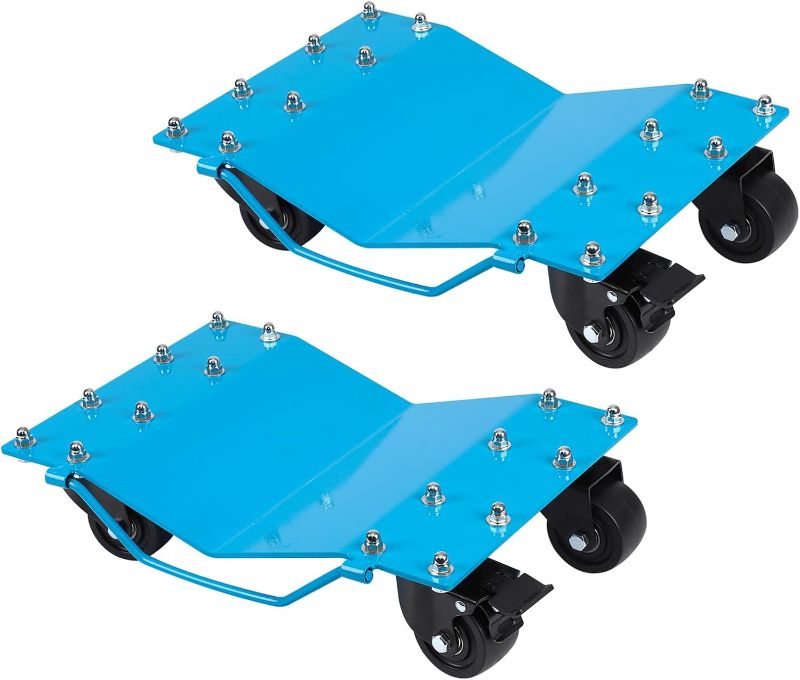 Photo 1 of *missing items/wheels/look at pic * DEXSO 4 Tire Wheel Dolly Car with 8000 lbs Capacity, Manganese Steel Heavy Duty Car Mover Wheel Dollies Set of 2 with Antiskid Plate & 360 Degree Rotatable Wheel, 16"*13", Blue