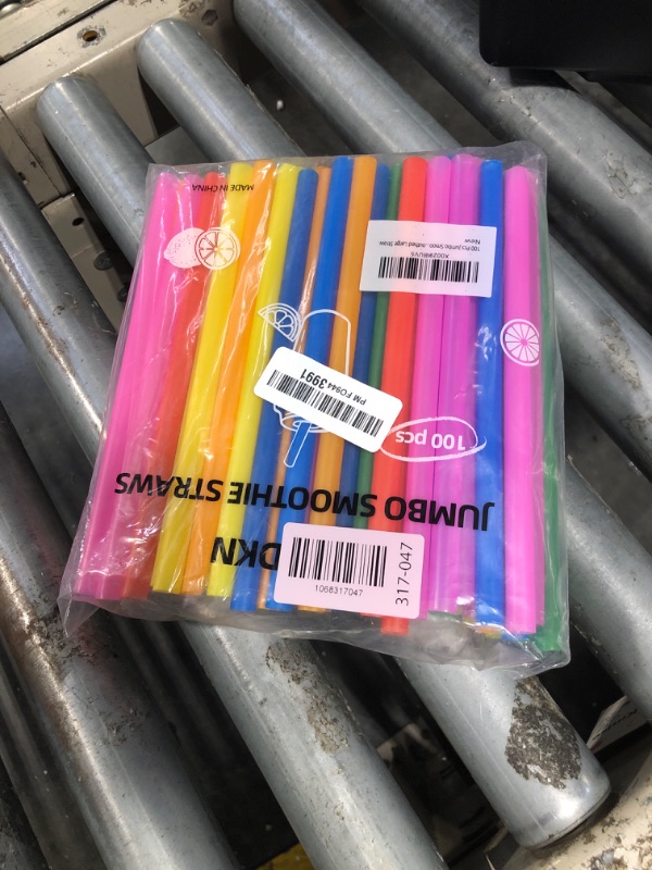 Photo 1 of 100 Pcs Jumbo Smoothie Straws,Colorful Disposable Wide-mouthed Large Straw.