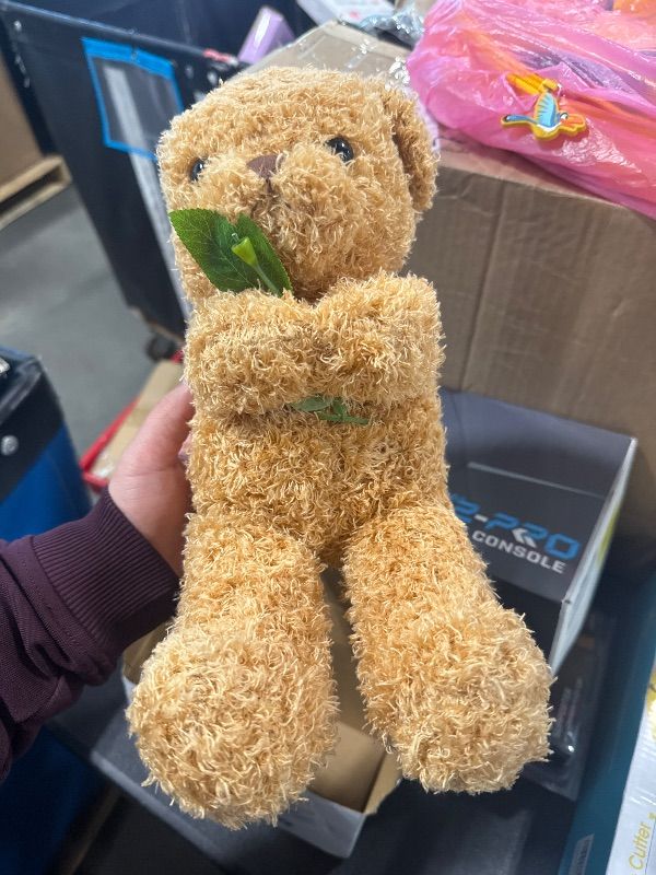 Photo 1 of ** MISSING FLOWER** Civaner Valentine Bear Stuffed Animal Gift with Rose Funny Cute Bear Stuffed Animal Plush Gift for Valentine Mother Birthday Wedding Christmas, 11.8 Inches(Beige)
