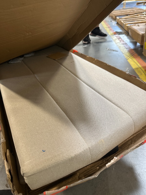 Photo 1 of ** sold as is no refund/return**
Novilla Full Size Bed Frame with Headboard, Full Bed Frame with Wooden Slats Support, Linen Upholstered Stripe Headboard, No Box Spring Needed, Heavy Duty Feet, Easy Assembly, Beige