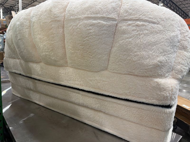 View 5 of [Minor Tear at top] MAXYOYO Folding Sofa Bed, 2 in 1 Convertible Sofa to Lounger Comfy Loveseat Bean Bag Chair for Adults, Floor Sleeper Couch with Handle, Faux Fur Couch Bed for Living Room Bedroom, Beige, Loveseat