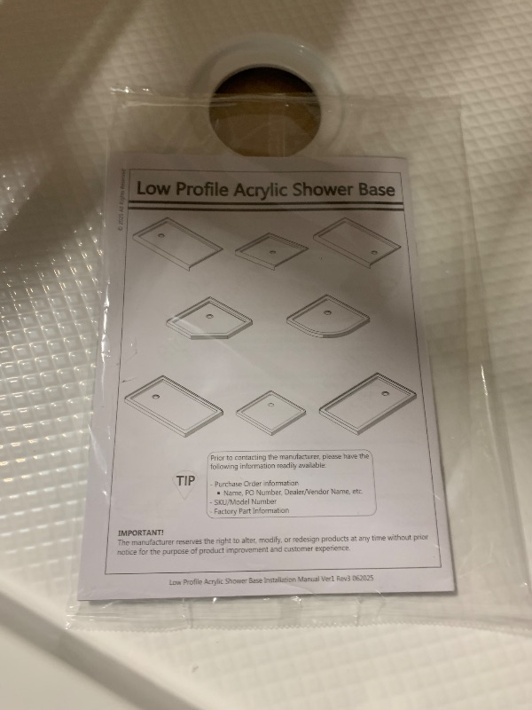 Photo 1 of **SMALL DAMAGE** SEE PHOTOS**DreamLine SlimLine 32 in. D x 48 in. W x 2 3/4 in. H Center Drain Single Threshold Shower Base in White, DLT-1132480