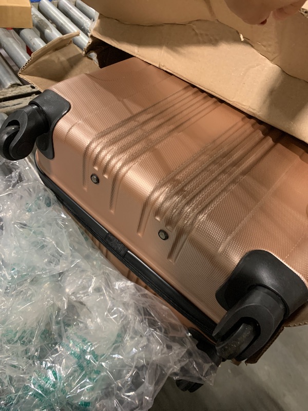 Photo 1 of **SMALL**Kenneth Cole REACTION Out of Bounds Lightweight Hardshell 4-Wheel Spinner Luggage, Rose Gold, 21-Inch Checked