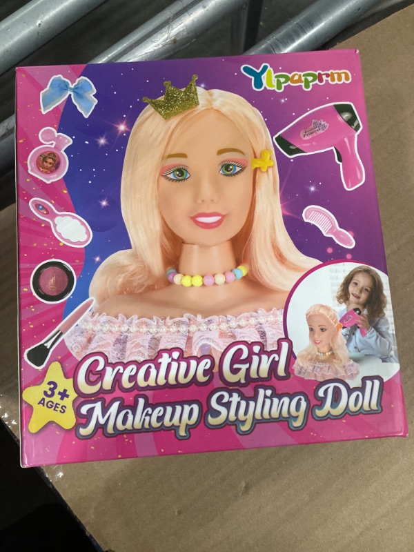 Photo 1 of ***USED***Ylpaprm 41PCS Pretend Play Hair Styling Doll Head Makeup Kit for Girl, Hair Makeup Salon Doll Toy Kid, with Hairdryer Curling Iron Eye Shadow Powder Hair Clip Set Birthday for 8+ Girl Kids