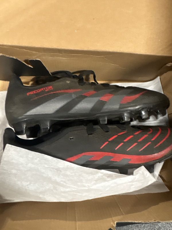 Photo 1 of **NEEDS CLEANING**
Adidas Unisex-Kids Club Predator Firm Ground/Multi Ground Soccer, Black/Grey/Lucid Red, 3