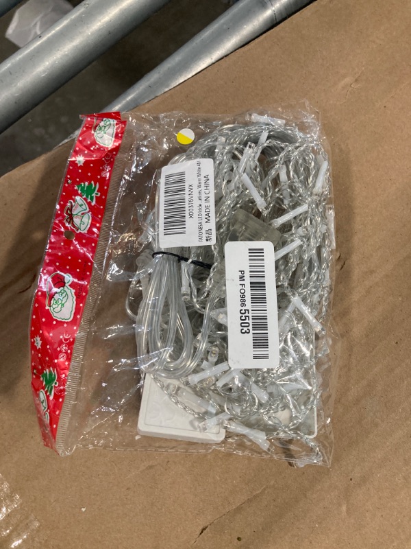 Photo 1 of FATONESA LED Icicle Christmas Lights, 13FT 96 LEDs Fairy String Lights Extendable Curtain 8 Modes Dangling Twinkle Novelty Hanging Lights for Ceiling Party Window Decorations, Warm White 4M