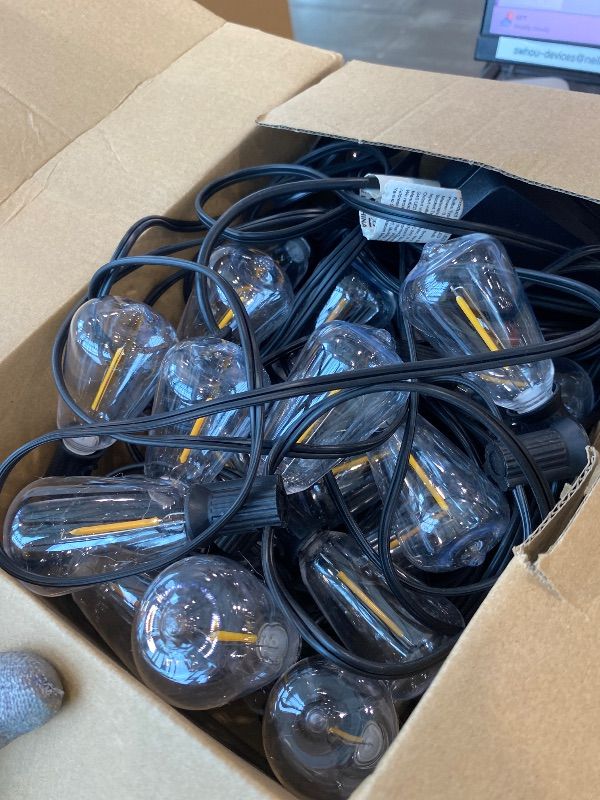 Photo 1 of **MISSING PARTS - See clerk notes**
Outdoor String LED Patio Lights - 100Ft 30M Outside Waterproof Light with Remote Dimmable ST38 Shatterproof Bulb Connectable Hanging Outdoor Electric Lighting for Backyard Yard Gazebo Porch Party