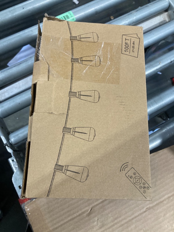 Photo 1 of **MISSING PARTS - See clerk notes**
Outdoor String LED Patio Lights - 100Ft 30M Outside Waterproof Light with Remote Dimmable ST38 Shatterproof Bulb Connectable Hanging Outdoor Electric Lighting for Backyard Yard Gazebo Porch Party