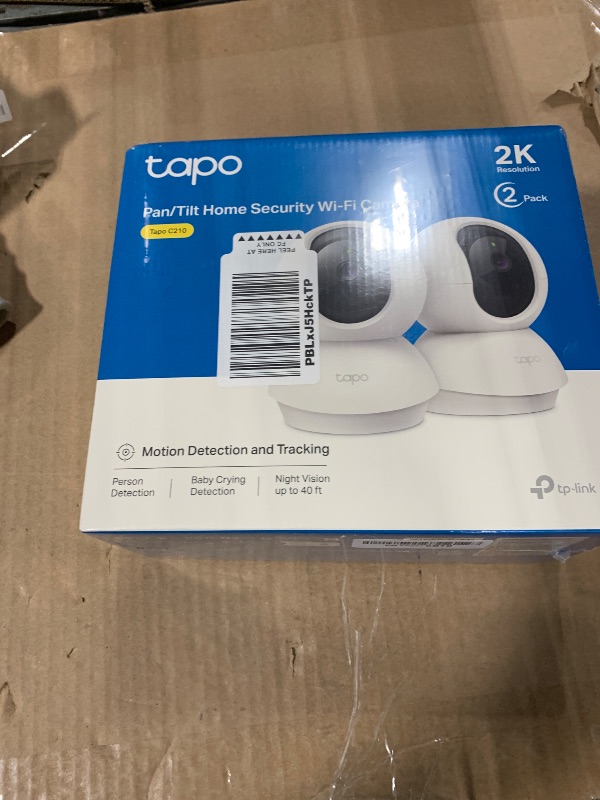 View 2 of Tapo 2K Pan/Tilt Security Camera for Baby Monitor, Dog Camera w/Motion Detection, 2-Way Audio Siren, Night Vision, Cloud&SD Card Storage, Works w/Alexa & Google Assistant, 2-Pack (Tapo C210P2)