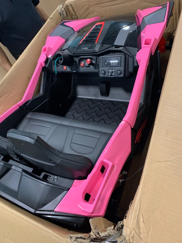 Photo 1 of **MISSING WHEELS / STEERING WHEEL** 2 Seaters 24V Ride on UTV with Remote Control,10AH Battery, 400W Powerful Motors with 17" EVA Wheels, 20.5“ Seat Width Electric Ride Toy with Metal Suspension,LED Lights,Music,Horn (Rose)
