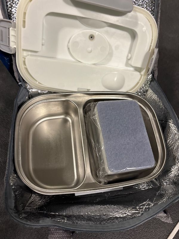 Photo 1 of **MISSING CHARGER AND UTENSILS**
Sitlais Heated Lunch Box for Men&Women - 80W Electric Lunch Box for Adults with Dual 1.5L 304 Stainless Steel Containers Fast Heating Portable Food Warmer for Car&Truck Travel lonchera electrica