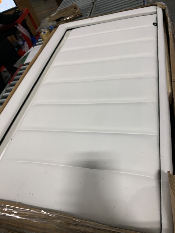 Photo 1 of **LOOSE HARDWARE INSIDE** **INSTRUCTIONS NOT FOUND** DWVO King Size Bed Frame with Adjustable Headboard, 4 Storage Drawers and RGB LED Lights, Velvet Upholstered Platform Bed with USB Ports, No Box Spring Needed, Fast Assembly, Noise-Free, White