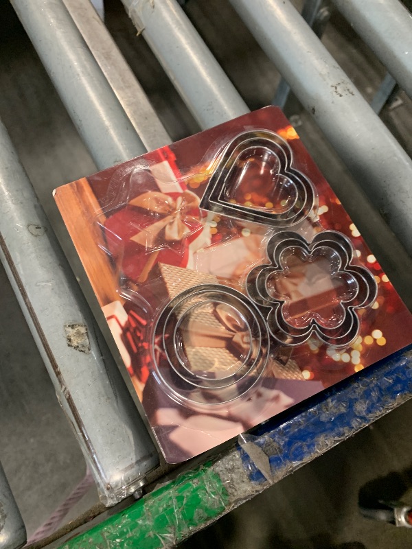 Photo 1 of ***missing three pieces** Metal Cookie Cutters Set 12 Pieces, Stainless Steel 3 Heart Cookie Cutters, 3 Star Cookie Cutters, 3 Flower Cookie Cutters, 3 Round Cookie Cutters for Valentine's Day Christmas Holiday