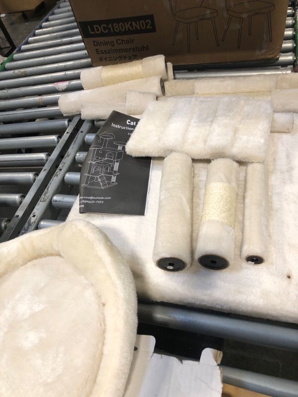 Photo 1 of ***Not In Original Packaging*** DUMOS 54-inch Indoor Cat Tree Tower –Multi-Level Pet House for Large Cats with 2 Condos, Scratching Posts, Round Platform, Small Ladder, and Toys, Beige