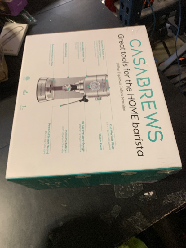 Photo 1 of CASABREWS CM5418 Espresso Machine 20 Bar, Compact Espresso Maker with Steam Milk Frother, Stainless Steel Coffee Machine with 34oz Removable Water Tank for Cappuccino, Gift for Women or Men, Silver