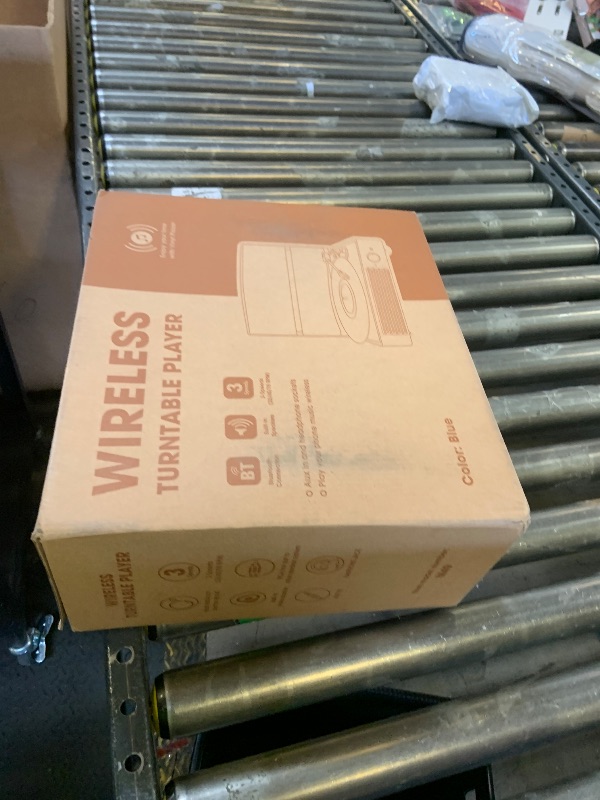 Photo 1 of Record Player for Vinyl with 2 Build-in Speakers LP Vinyl Players Belt-Driven Vintage Turntables 3 Speed 3 Size, Wireless Bluetooth Playback, AUX-in, RCA Out, Headphone, Auto Stop Sea Blue