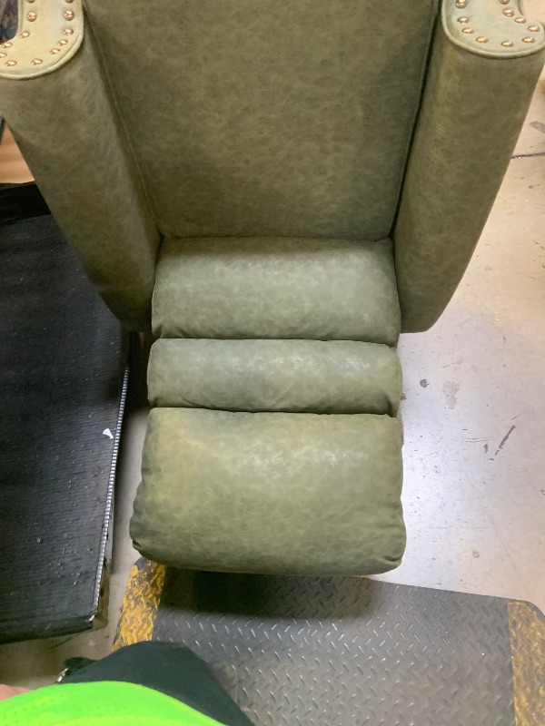 Photo 1 of Trygoal Leather Recliner Chair, Pushback Recliner Chair with Overstuffed Arms Lumbar Support, Mid Modern Pushback Recliners Chair with Adjustable Backrest Footrest for Reading, Living Room, Green