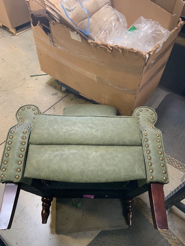 Photo 1 of Trygoal Leather Recliner Chair, Pushback Recliner Chair with Overstuffed Arms Lumbar Support, Mid Modern Pushback Recliners Chair with Adjustable Backrest Footrest for Reading, Living Room, Green