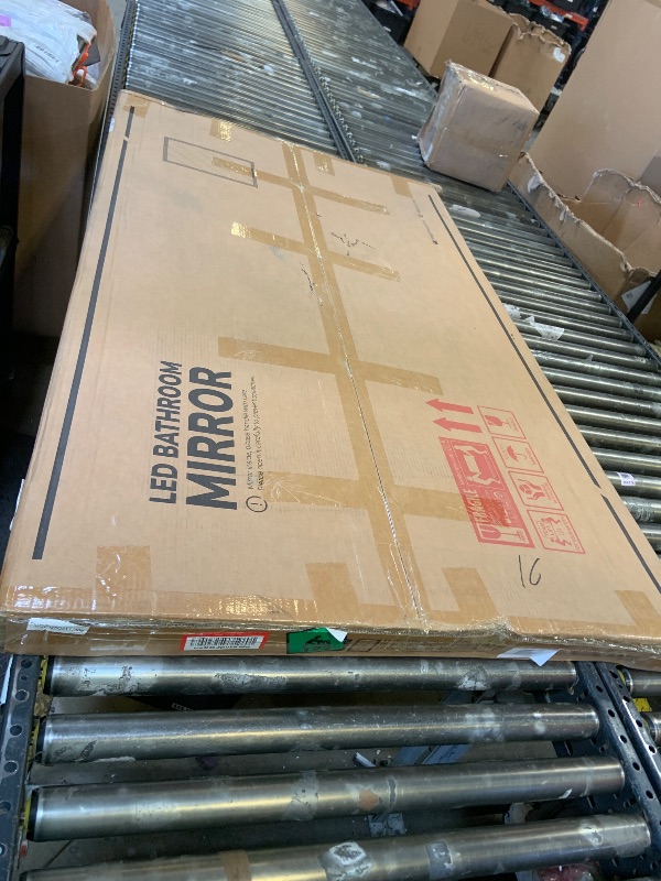 Photo 1 of TokeShimi 60x36 Inch LED Bathroom Vanity Mirror with Front Lights and Backlit Gold Aluminum Rectangle Frame Beveled Edge Tricolors Stepless Dimmable Anti-Fog Memory Function for Modern Decor