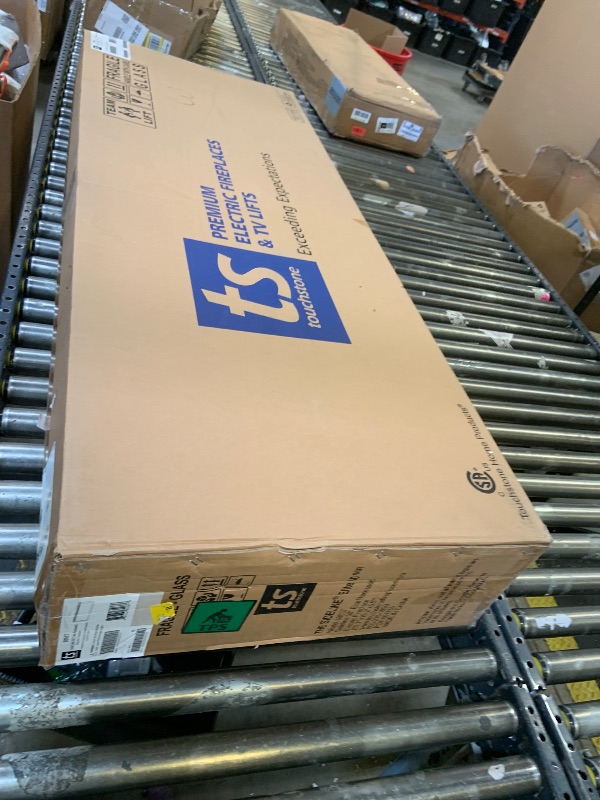 Photo 1 of Touchstone Sideline Elite Smart 60” WiFi-Enabled Electric Fireplace - in-Wall Recessed - 60 Color Combinations - 1,500W Heater - Black - Log, Crystals & Driftwood - 80037