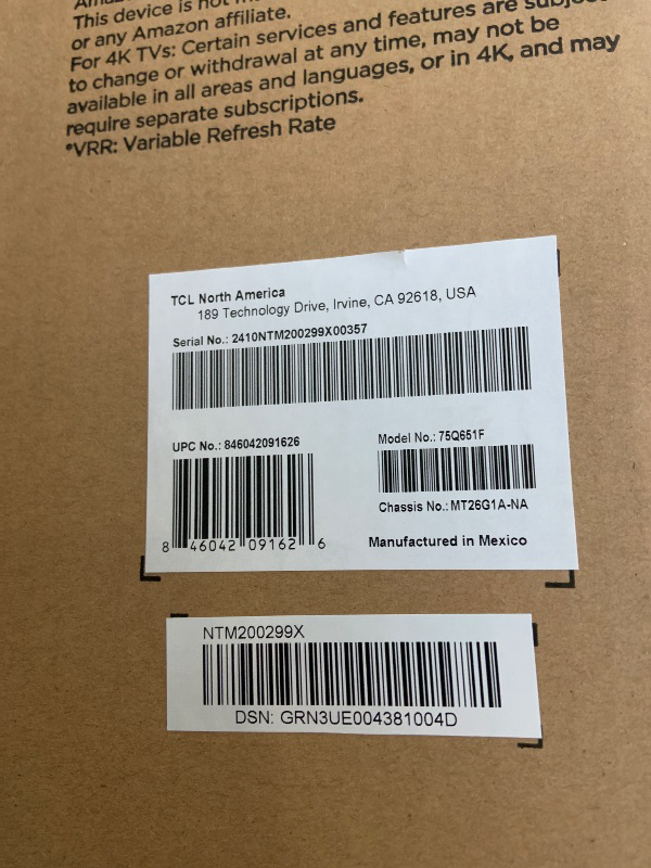 Photo 1 of TCL 75-Inch Class Q65 QLED 4K Smart TV with Fire TV (75Q651F, 2024 Model), Dolby Vision and Atmos, HDR PRO+, Alexa Built-in with Voice Remote, Apple AirPlay 2 Compatibility, Streaming Television